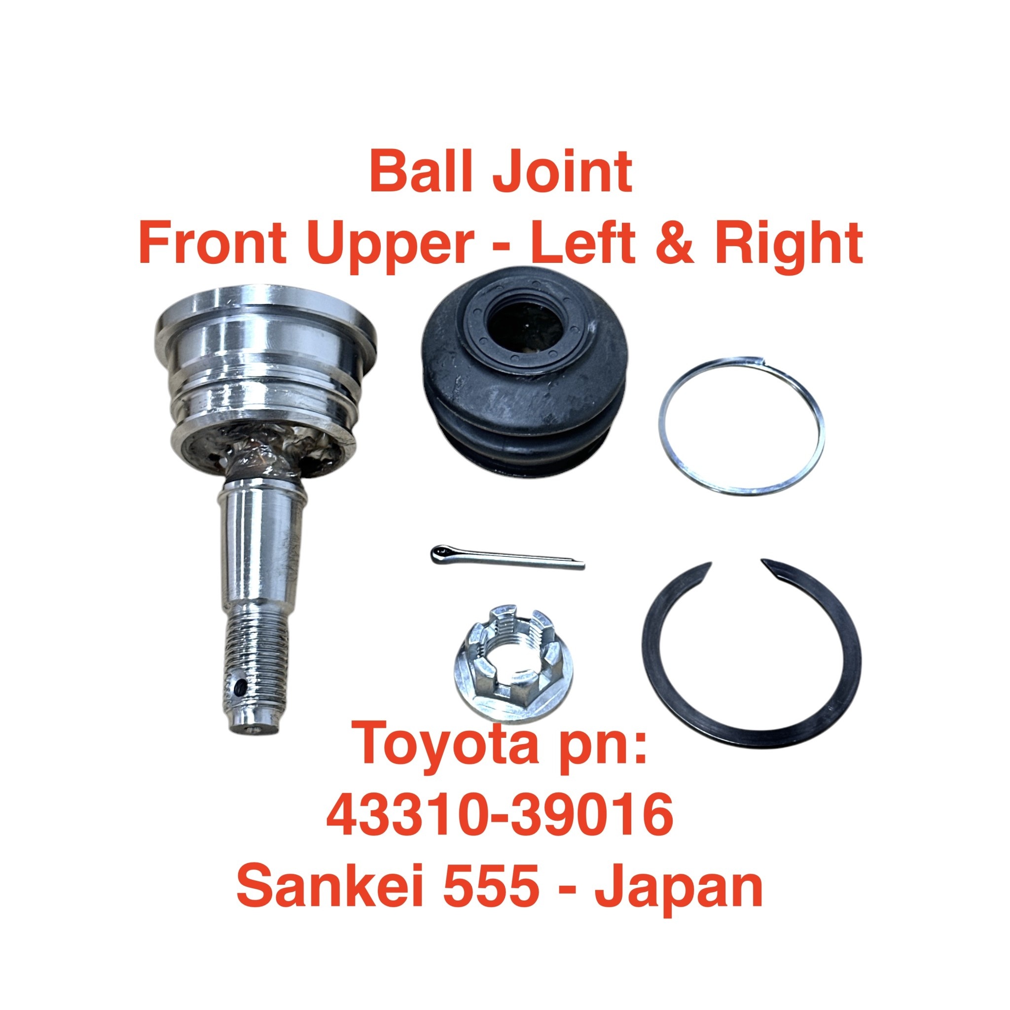 Ball Joint, Upper Front LH & RH  - Sankei 555 - SB3561 - 43310-39016