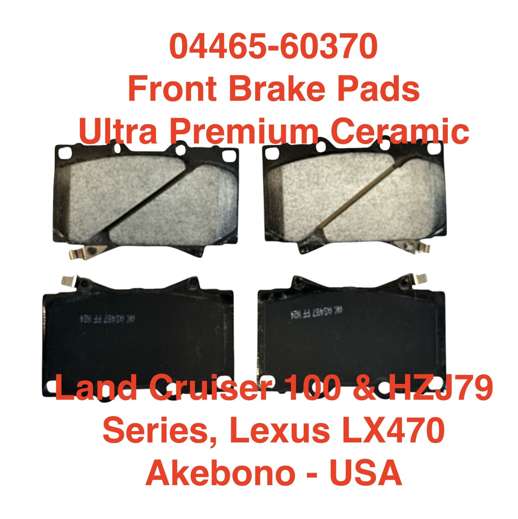 Brake Pads, Front - Toyota Land Cruiser HD 70 Series (mine HZJ79) - Akebono Ceramic - 04465-60370
