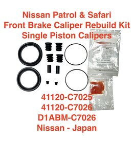 Rebuild Kit, Brake Caliper - Front - Nissan Safari  & Patrol GY60 Single Piston Calipers - (1 kit/both sides) Japan - 41120-C7025, 41120-C7026, D1ABM-C7026