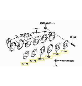 Gasket, Intake Manifold (manifold to head) - Toyota 2H - Each (6 pcs req) - 17171-68011