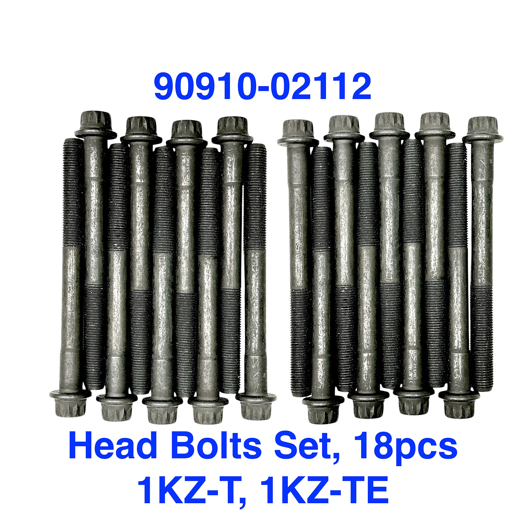 Bolts, Cylinder Head (Set) - Toyota 1KZTE (18 pcs) - 90910-02112