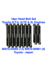 Bolts, Cylinder Head (Set) - Toyota 2LTII, 2LTE, 3L (18 pcs)  - 90910-02080 (14) & 90910-90981 (4) - OEM