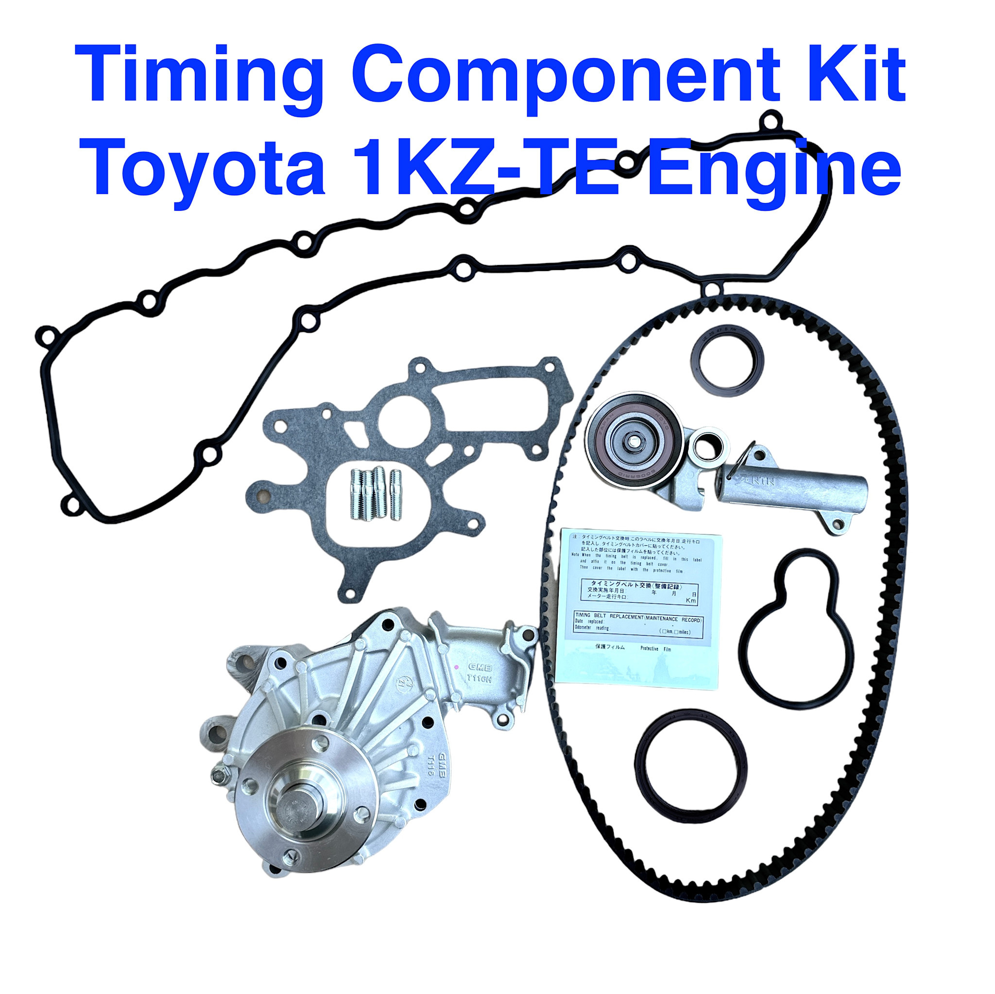 Timing Belt Component Kit (9 Pcs) - Toyota 1KZ, 1KZT, 1KZTE w/water pump & valve cover gasket - 102 Tooth Belt