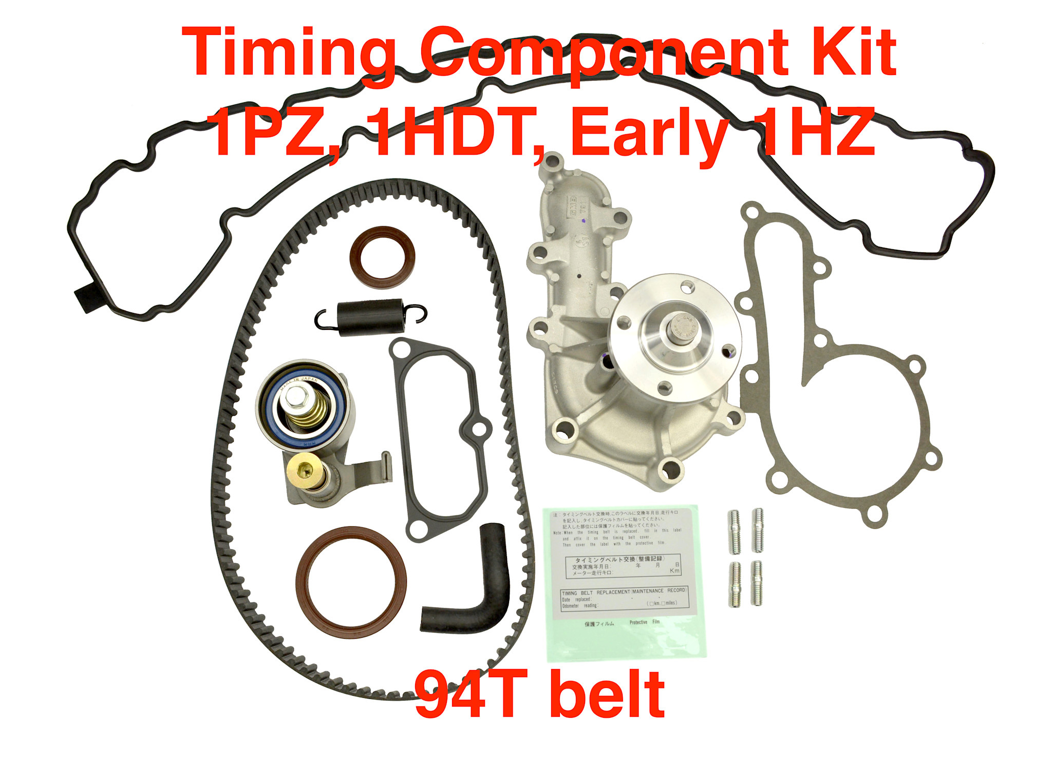 Timing Component Kit (10 pcs) - Toyota 1HDT, 1HZ, 1PZ - 94T Belt + WP + VCG