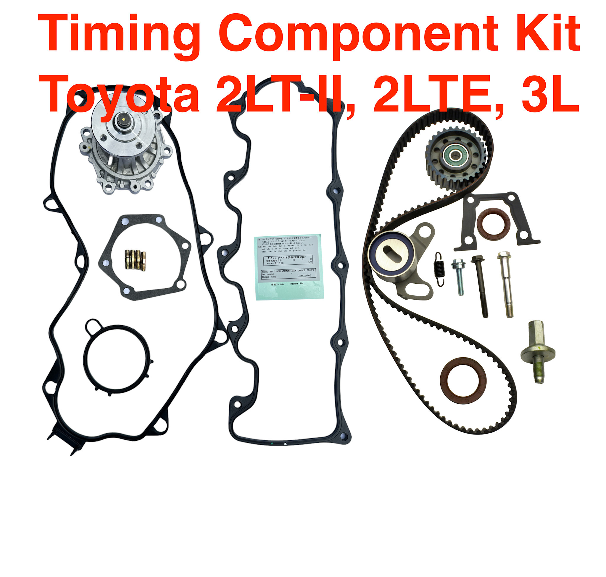 Timing Component Kit (16 pcs) - Toyota 2LTII, 2LTE, 3L, 5L - 129 Tooth Belt