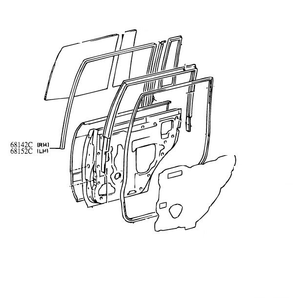 Glass Runs, Rear RH - Land Cruiser 80 Series - 68142-60011