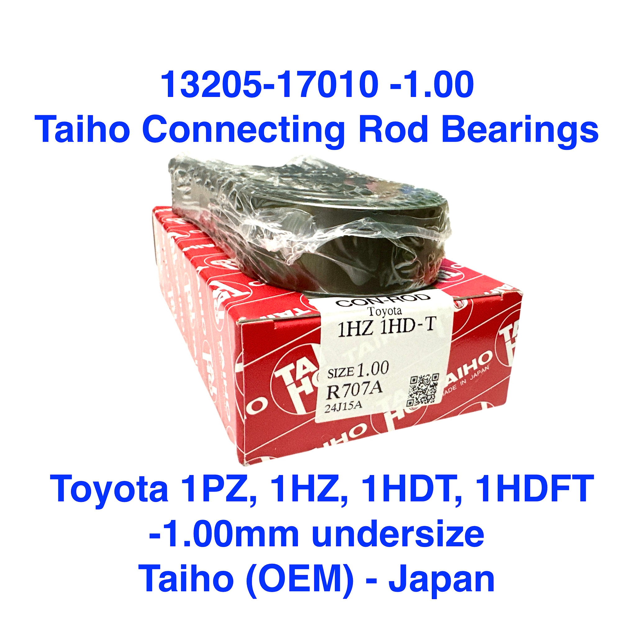Taiho Connecting Rod Bearings - Toyota 1PZ, 1HZ, 1HDT, 1HDFT -1.00mm undersize (BEB) - 13205-17010 -1.00