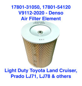 Air Filter - Toyota  Land Cruiser RJ70, LJ70 from 10/1985-12/1989 & Prado LJ71, LJ78 - 17801-31050, 17801-54120 - V9112-2020 - Denso