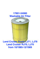 Air Filter - Toyota  Land Cruiser RJ70, LJ70 from 10/1985-12/1989 & Prado LJ71, LJ78 - 17801-54080 - Washable