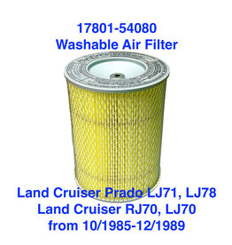 Air Filter - Toyota  Land Cruiser RJ70, LJ70 from 10/1985-12/1989 & Prado LJ71, LJ78 - 17801-54080 - Washable