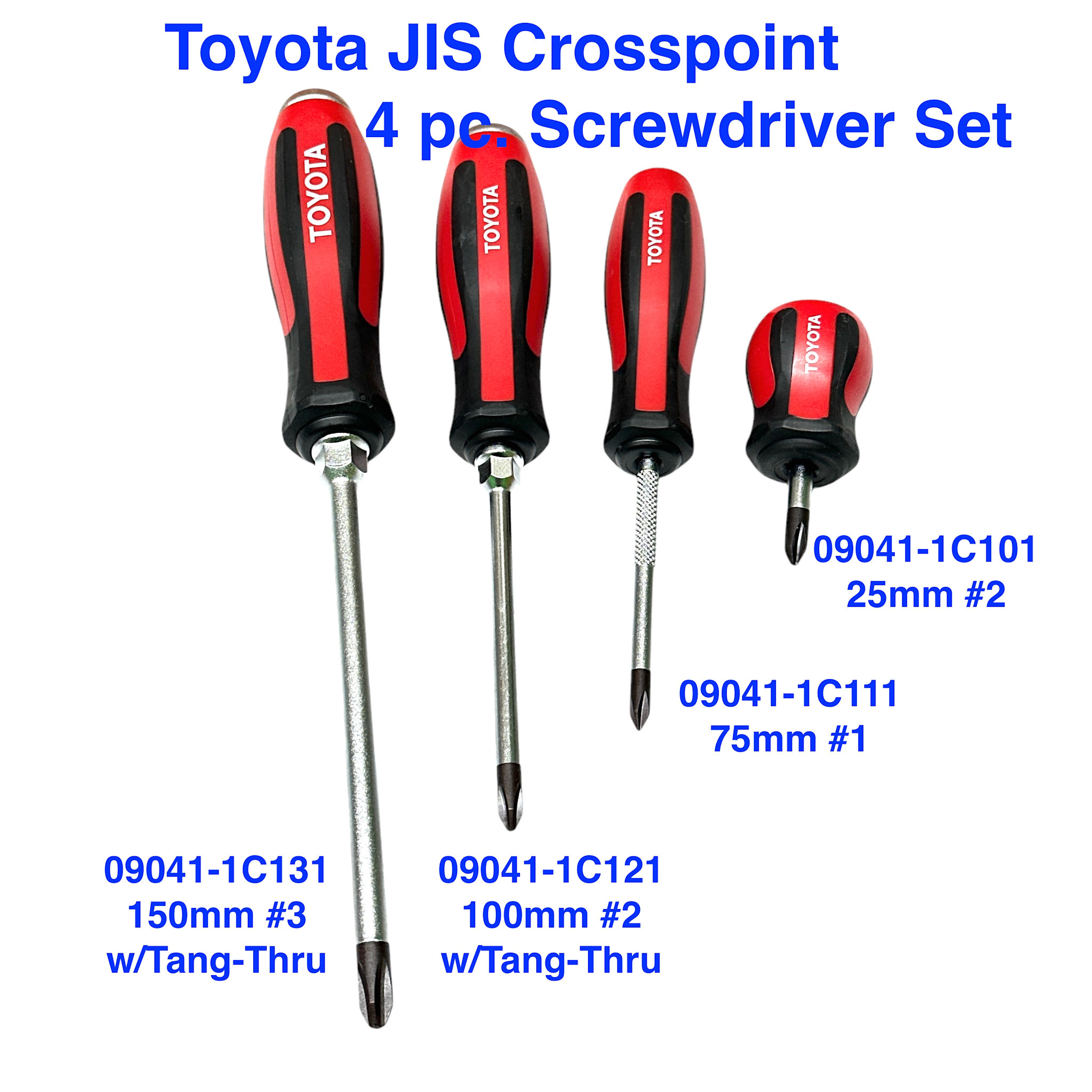 Toyota SST - JIS Crosspoint Screwdriver Set (#1, 2x #2, #3) - 4 Pcs. - 09041-1C1xx