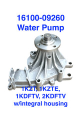 Water Pump - Toyota 1KZT, 1KZTE 1KD-FTV, 2KD-FTV w/integral housing - 16100-09260