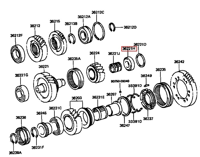 Bearing, Transfer ldler Gear, Rear - Land Cruiser 80, late 70 series (HF2A Case) - 90366-33002