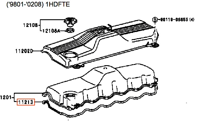 Gasket, Valve Cover - Toyota 1HDFT/E engine (late - 01/1998 - 02/2008)  UPDATE PRICING INFORMATION WHEN AVAILABLE - 11213-17030