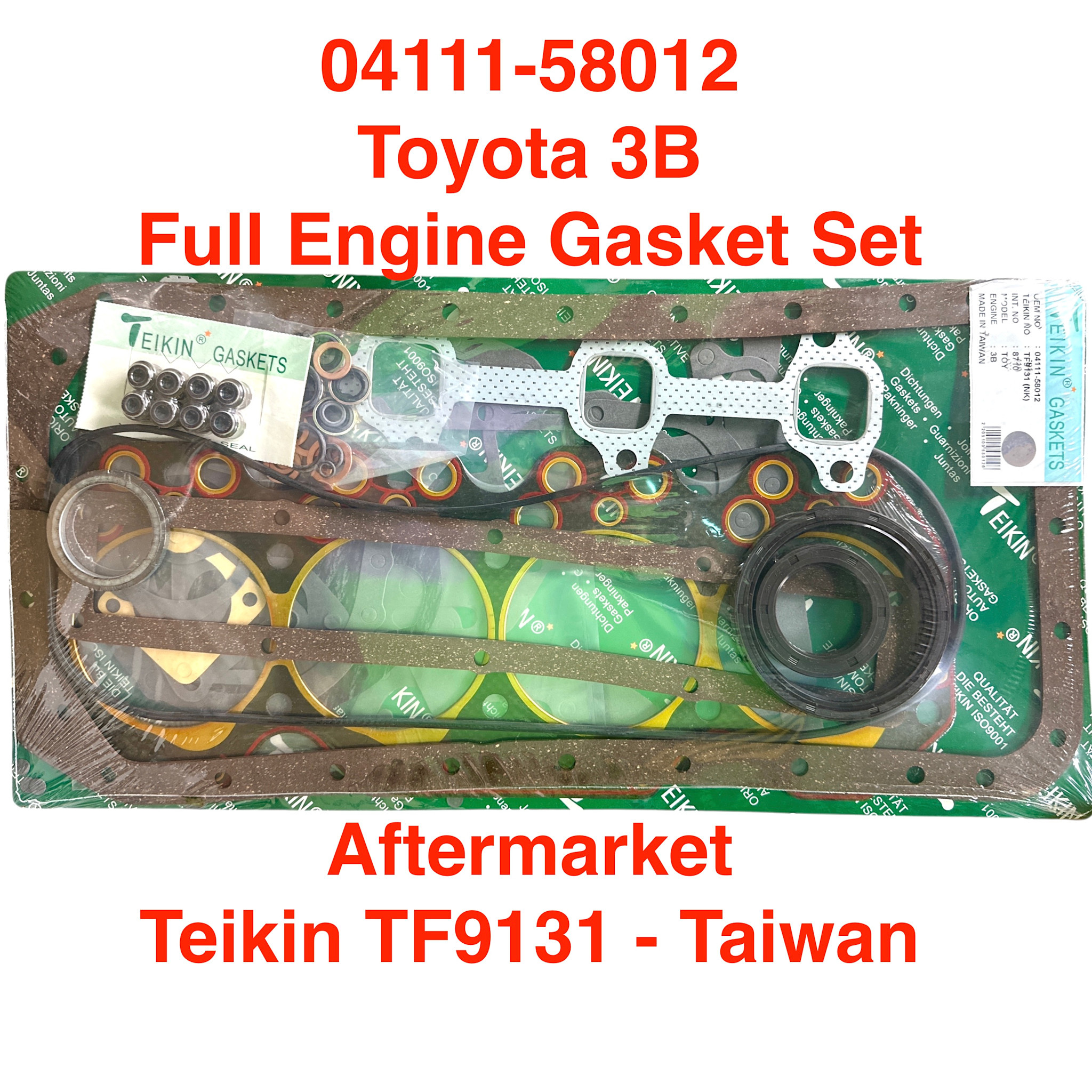 Gasket Set, Full Engine - Toyota 3B (w/head gasket) - Teikin 04111-58012 AM