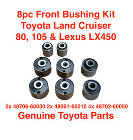 Suspension Bushing Kit, Front - Land Cruiser 80 & 105 Series, Lexus LX450 - 8 Pce Kit - OEM Parts