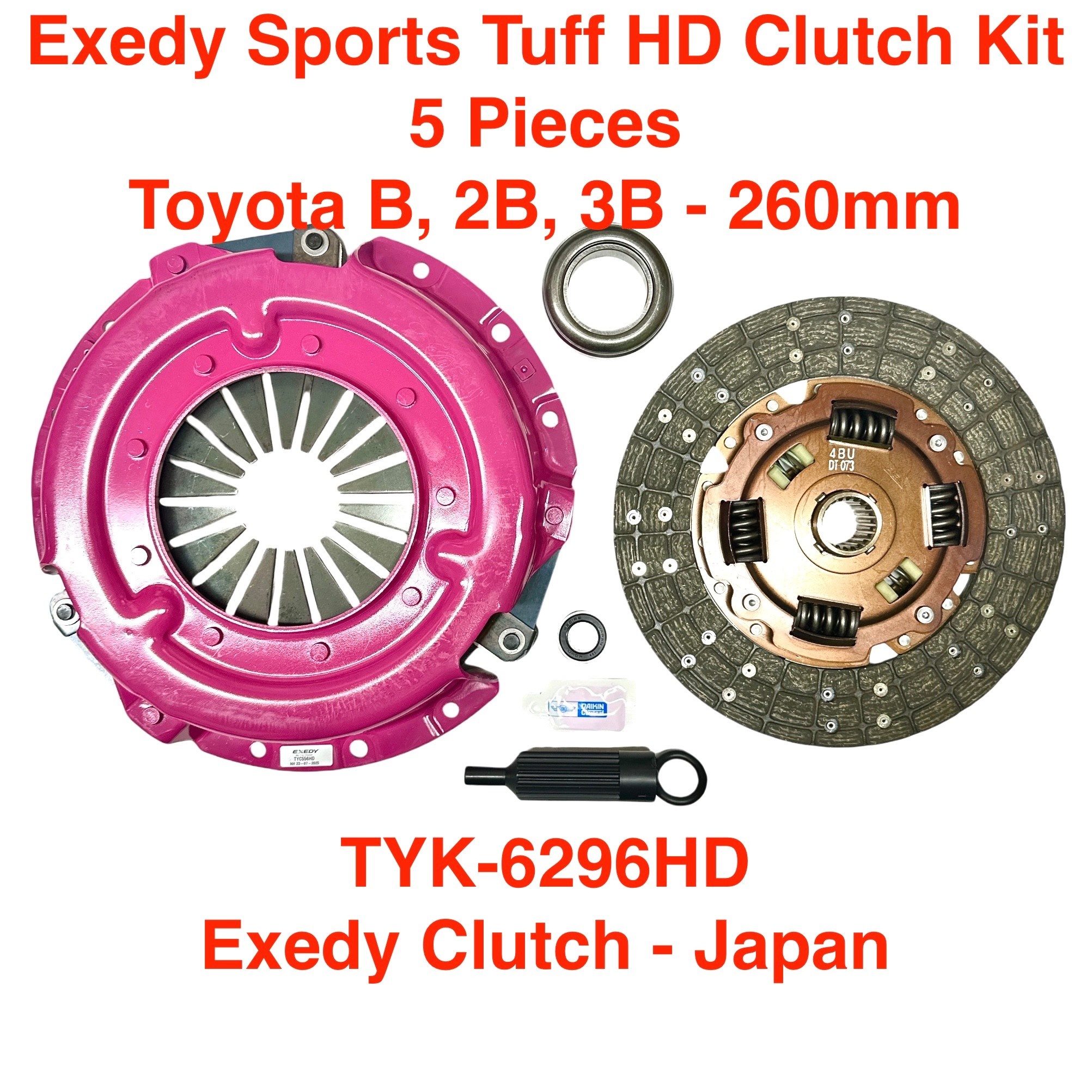3B Clutch Kit, Exedy 5 pc. (Pressure Plate, Disc, Release & Pilot Brg, Align Tool) - Sports Tuff - Heavy Duty - Land Cruiser BJ42, BJ60, BJ70 (260mm x 21 spline)