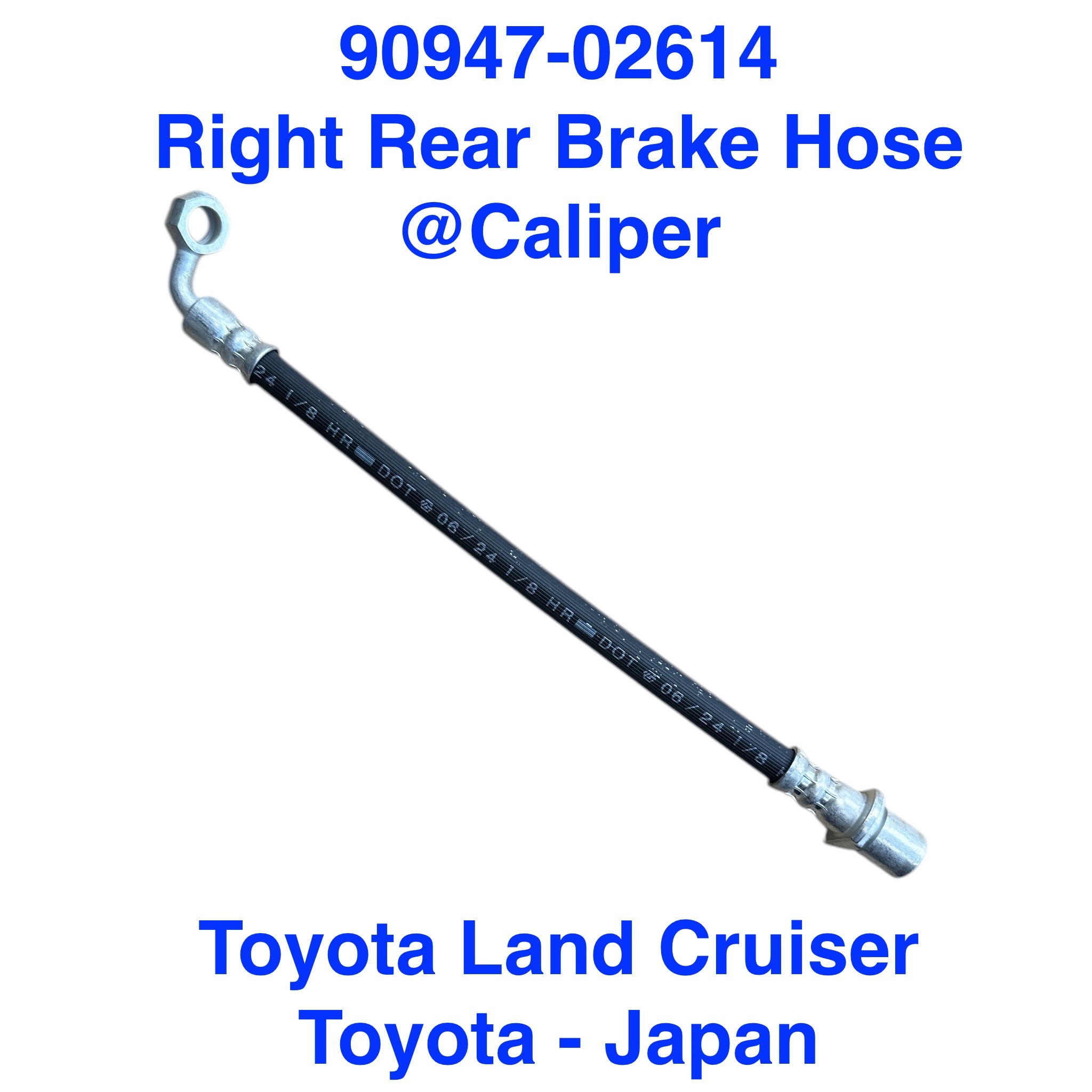 Brake Hose, Right Rear @ Caliper - Land Cruiser HDJ81, FZJ80, HZJ73, HZJ77 (disc brakes) - 90947-02614