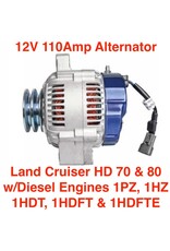 Alternator - 12V 110A Toyota Land Cruiser HDJ81, HZJ7x 1HDT, 1HZ, 1PZ engines - DXA433M