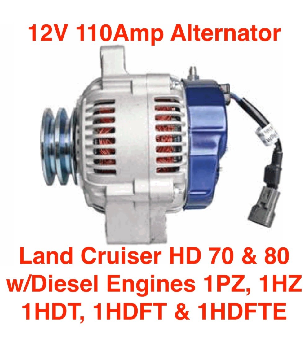 Alternator - 12V 110A Toyota Land Cruiser HDJ81, HZJ7x 1HDT, 1HZ, 1PZ engines - DXA433M