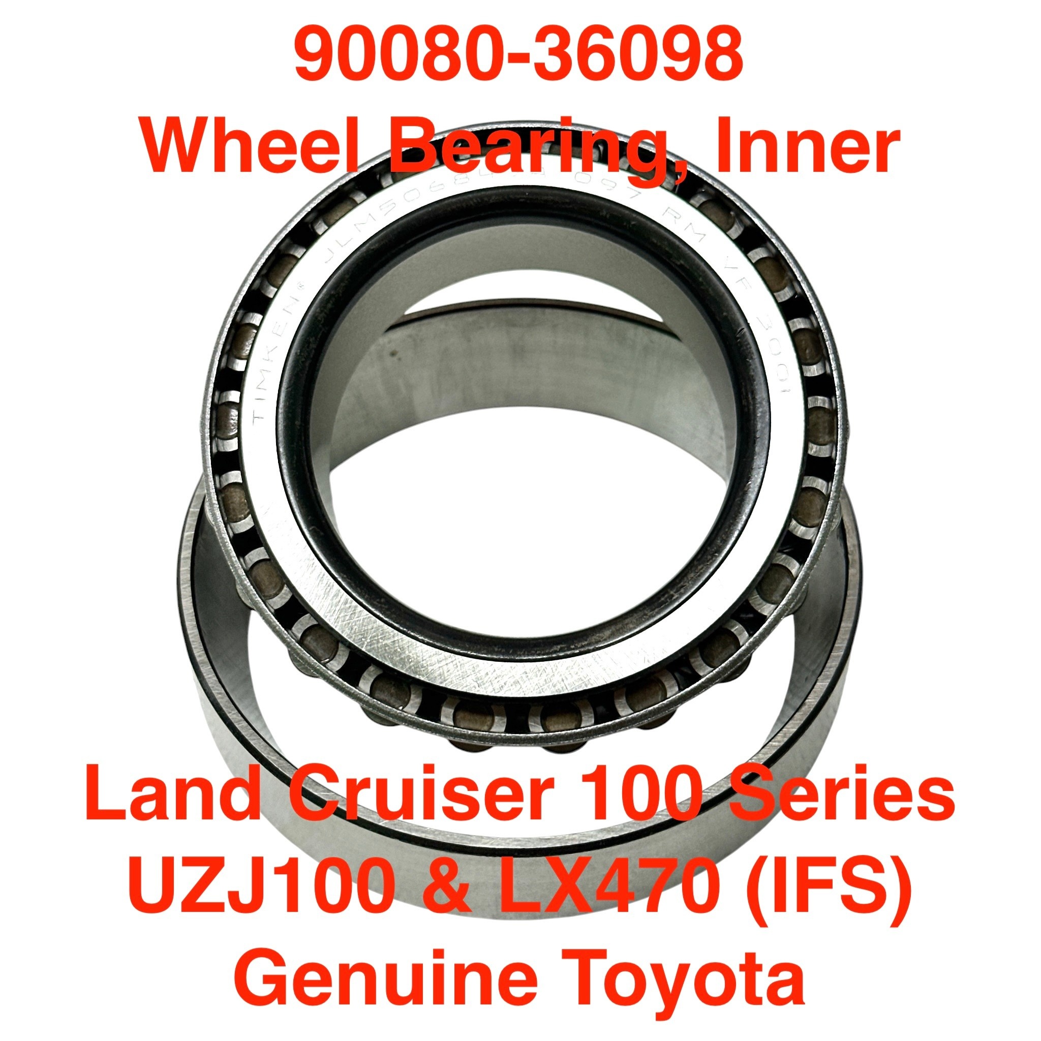 Wheel Bearing, Inner - Land Cruiser UZJ100 & LX470 (IFS) - Toyota - 90080-36098