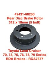 Disc Brake Rotor, Rear 312x18mm (5 bolt) - Toyota Land Cruiser 70, 73, 75, 76. 78, 79 Series - 42431-60260