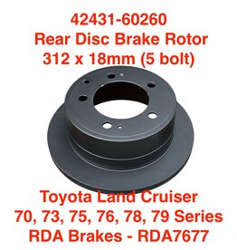 Disc Brake Rotor, Rear 312x18mm (5 bolt) - Toyota Land Cruiser 70, 73, 75, 76. 78, 79 Series - 42431-60260