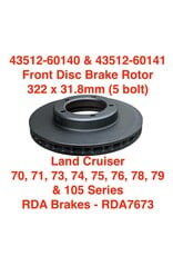 Disc Brake Rotor, Front 322x31.8mm (5 bolt) - Land Cruiser 70, 71, 73, 74, 75, 76, 78, 79 & 105 Series - 43512-60140, 43512-60141