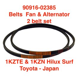 Belts, Fan & Alternator - 1KZTE - (2 belt set) - 90916-02385