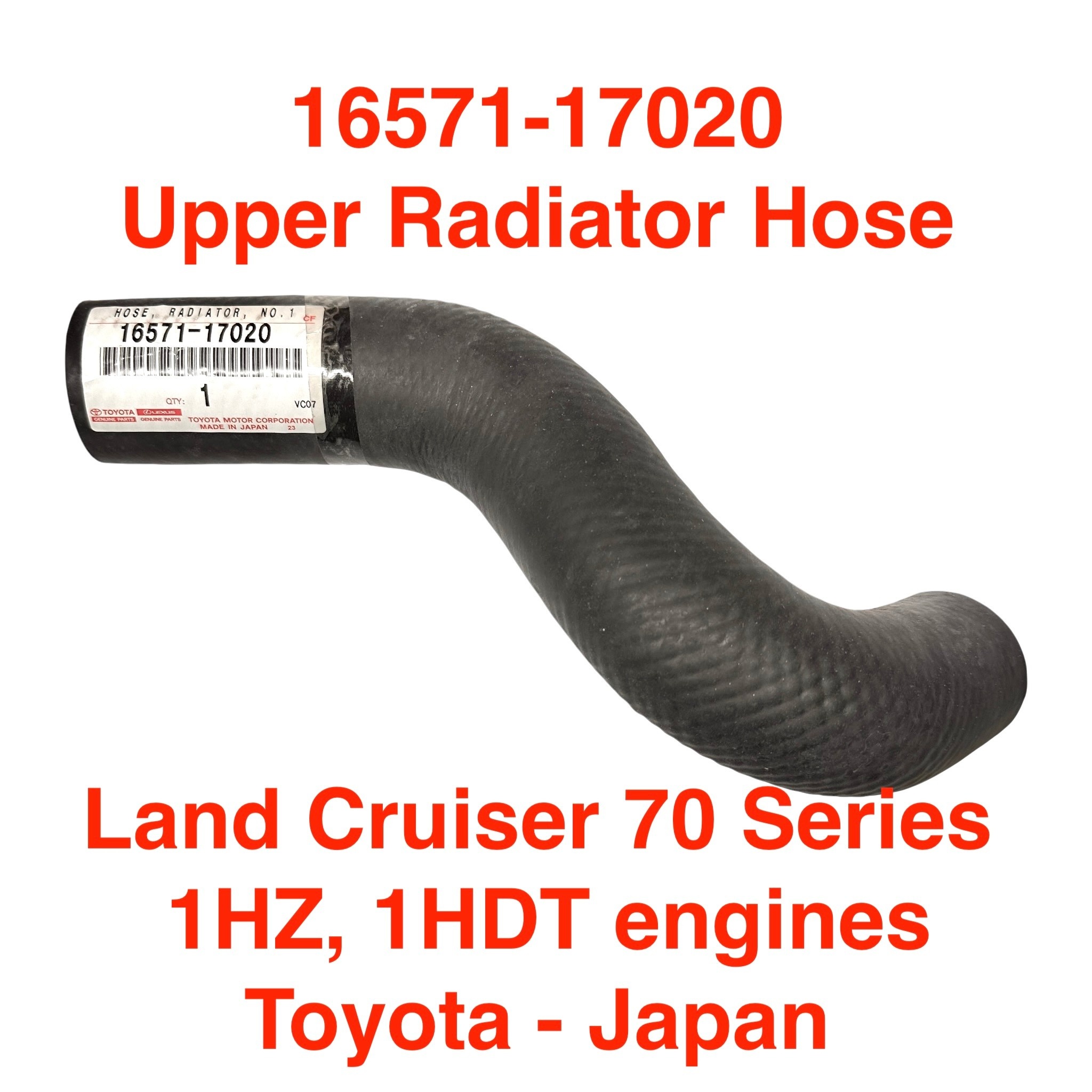 Lower Radiator Hose - Land Cruiser 70 Series with 1HZ, 1HDT engines  16572-17020