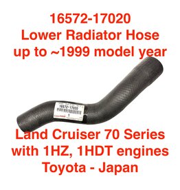 Lower Radiator Hose - Land Cruiser 70 Series with 1HZ, 1HDT engines (up to ~1999 model year) - 16572-17020
