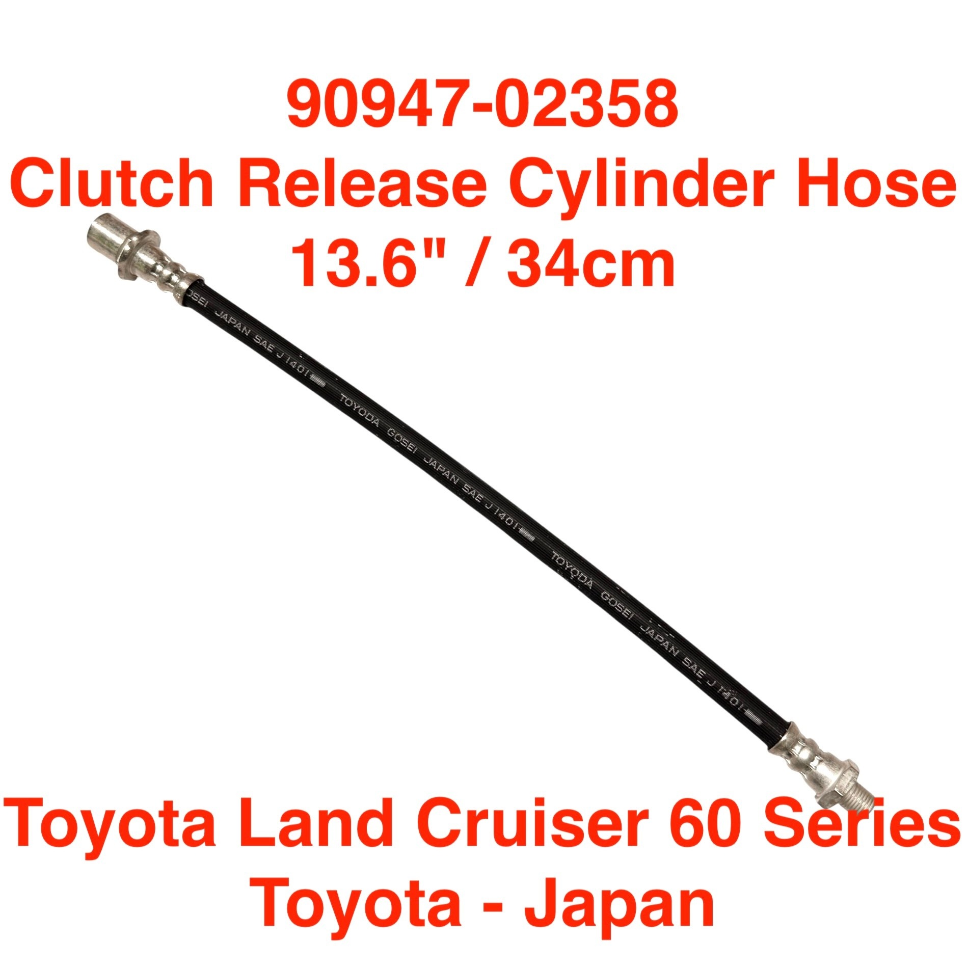 Clutch/Brake Hose, Slave Cylinder - Toyota Land Cruiser 60 Series - 13.6" / 34.0cm -  90947-02358