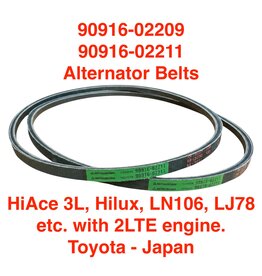Belt,  Alternator - Land Cruiser Prado LJ71, LJ78, HiAce 3L, Hilux Surf & Pick-Up LN106 2LTE engine - 90916-02209, 90916-02211