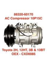AC Compressor 10P15C (12V) for Toyota  2H, 12HT, 3B, 13BT Engines - CXD0085