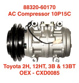 AC Compressor 10P15C (12V) for Toyota  2H, 12HT, 3B, 13BT Engines - CXD0085