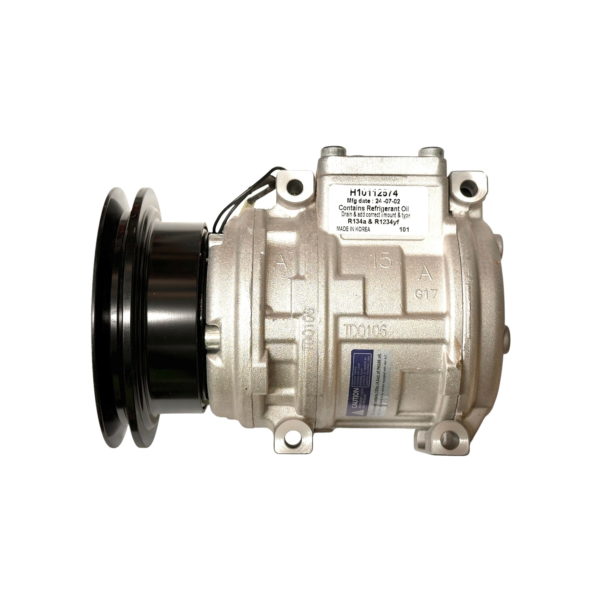 AC Compressor (R134a) - 10PA15C (Korea) w/clutch for LN107, LJ78, KZJ71, KZJ78 - 88320-60500