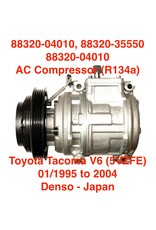 AC Compressor, Denso 10PA15L - Toyota Tacoma V6 (5VZFE) from 01/1995 to 2004 - 88320-04010, 88320-35550, 88320-04010