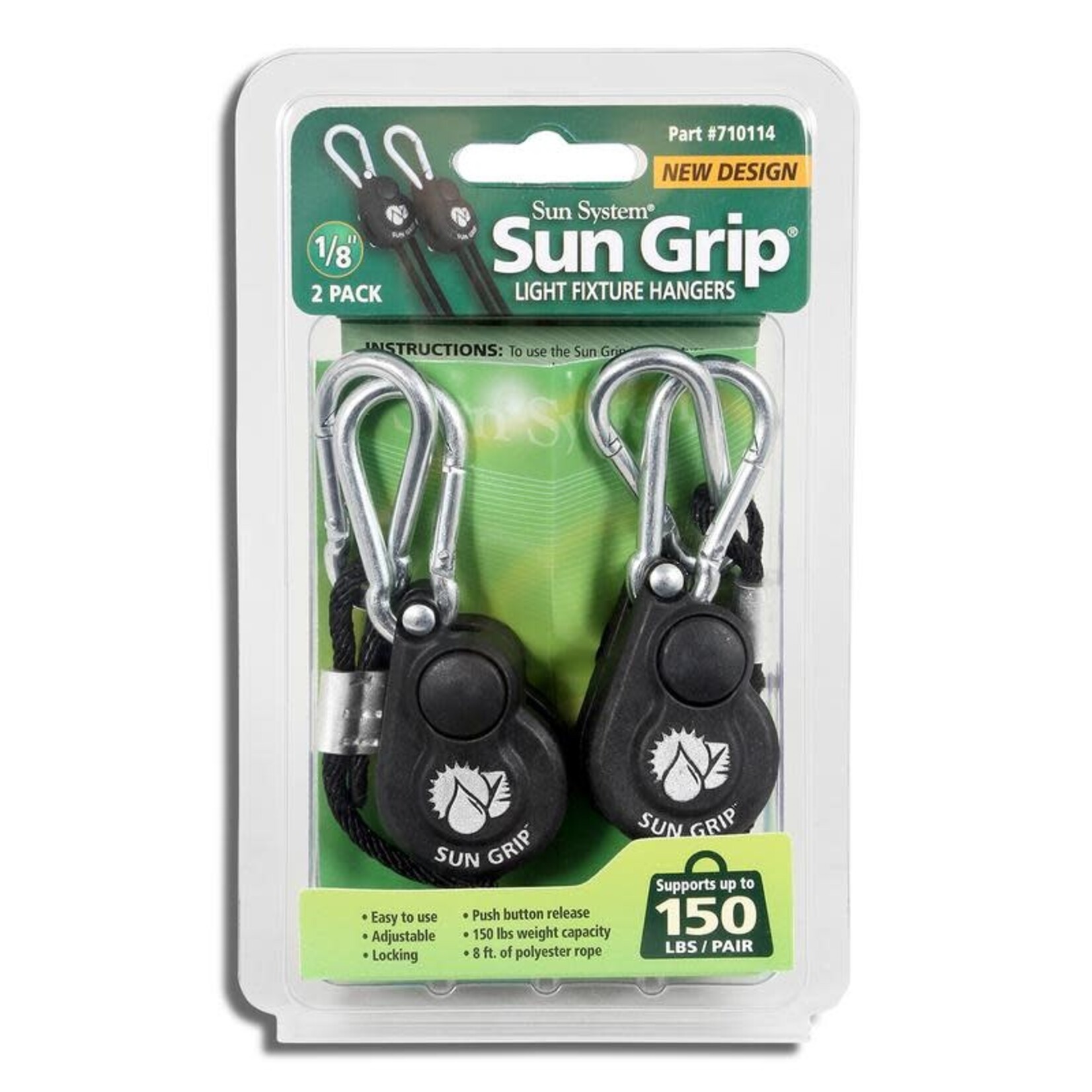 Sun Grip Sun Grip Push Button Light Hanger Black 1/8 in - 1/Pair