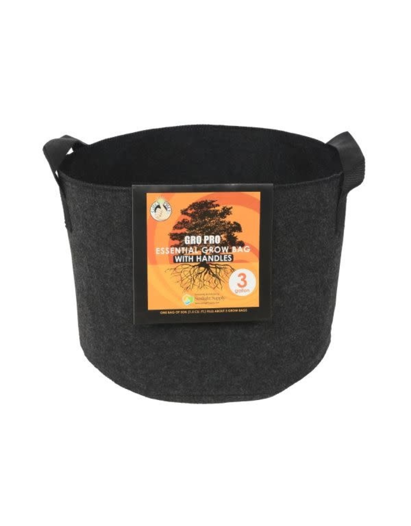 Gro Pro Gro Pro Essential Round Fabric Pot w/ Handles 5 Gallon - Black