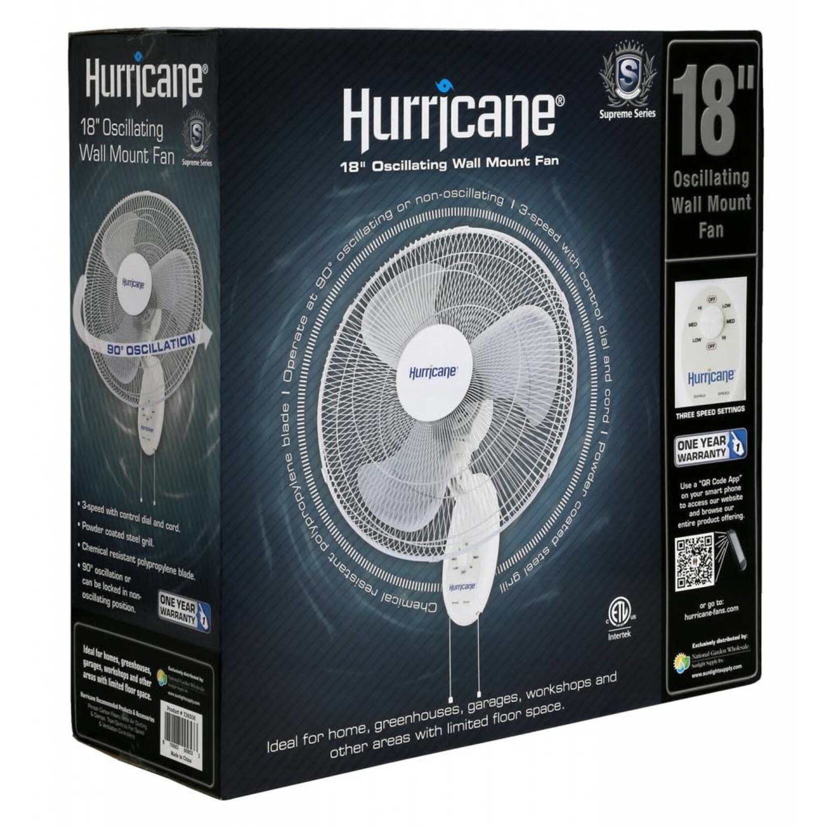 Hurricane Hurricane Supreme Oscillating Wall Mount Fan 18 in