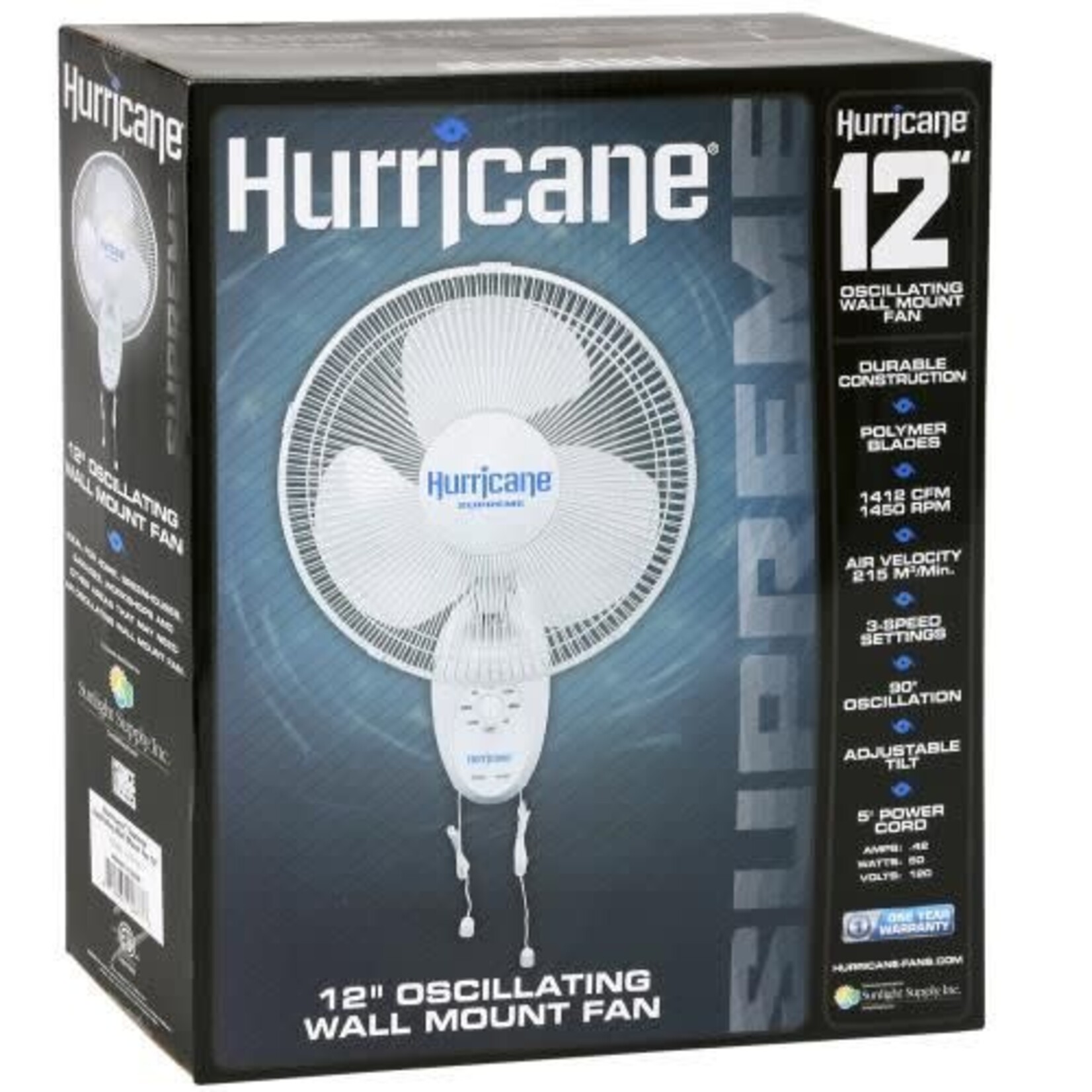 Hurricane Hurricane Supreme Oscillating Wall Mount Fan 12 in