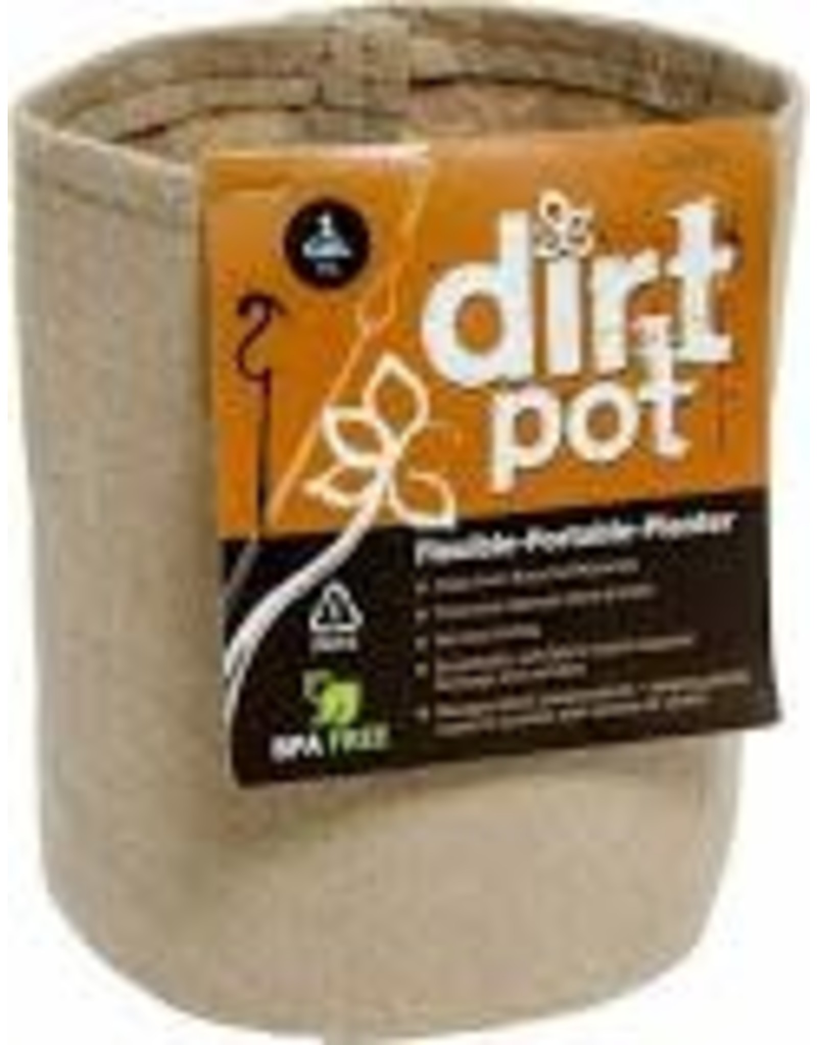 Hydrofarm Dirt Pot Flexible Portable Planter, Tan, 1 gal, no handles