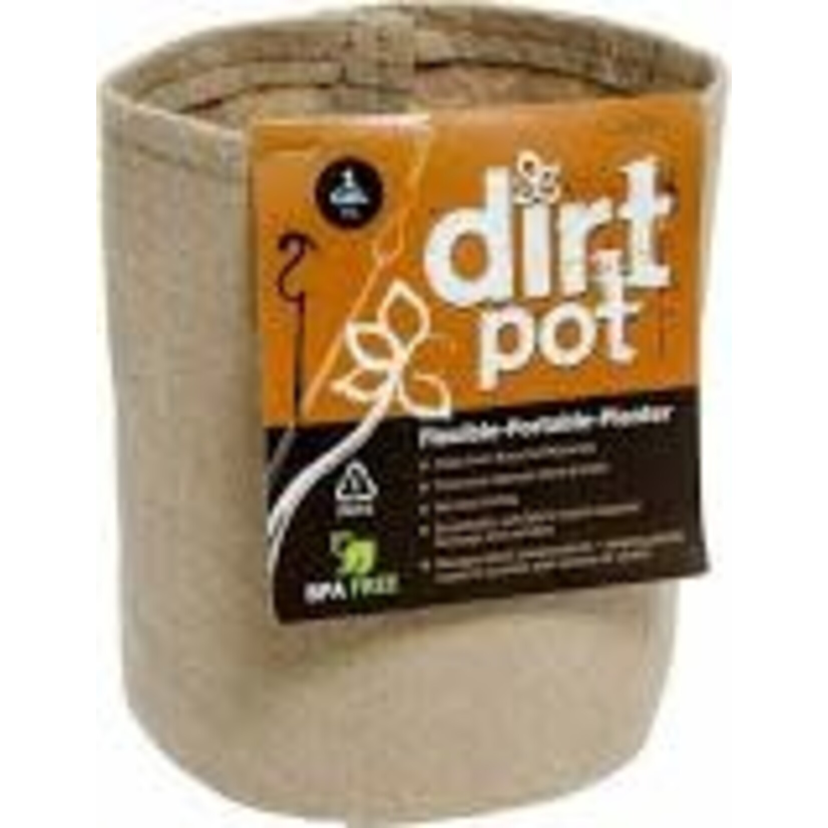 Hydrofarm Dirt Pot Flexible Portable Planter, Tan, 1 gal, no handles