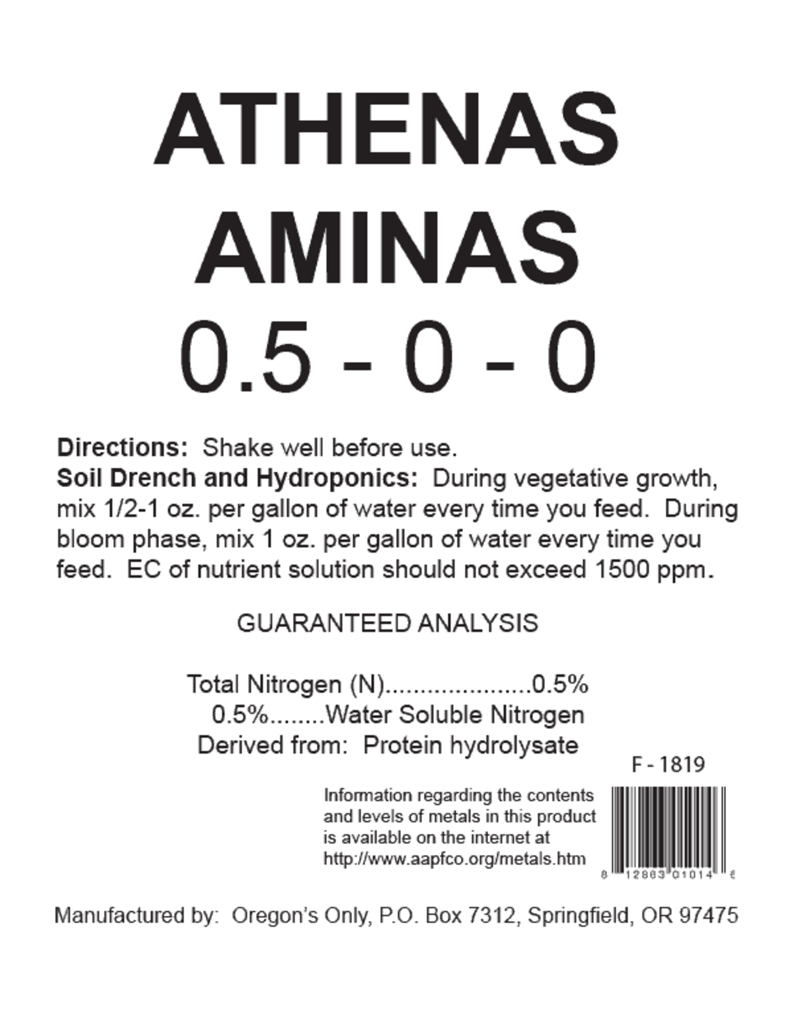 Nectar For The Gods Athena's Aminas, 2.5 gal by Nectar For The Gods