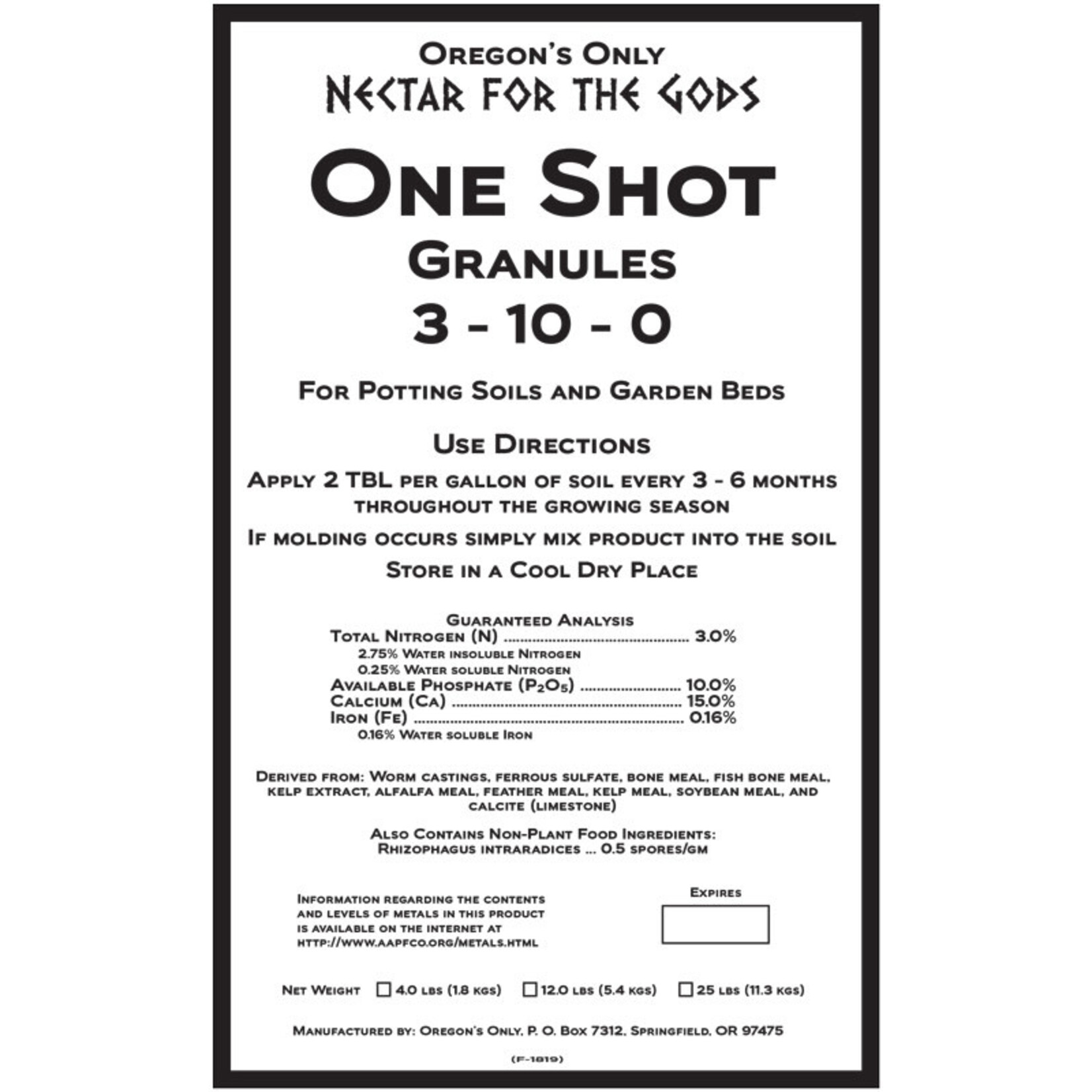 Nectar For The Gods Nectar for the Gods One Shot Granules, 50 lb