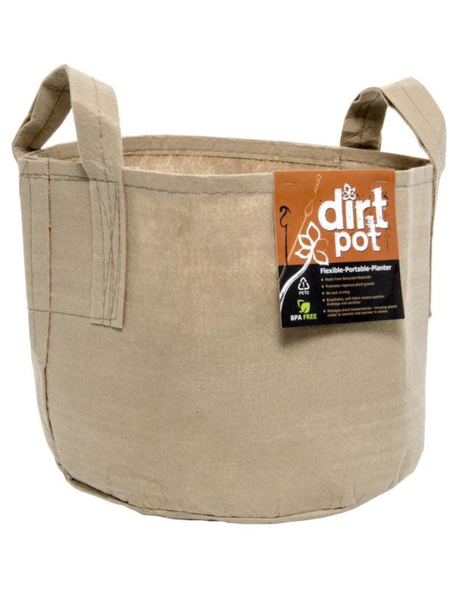 Dirt Pot Dirt Pot Flexible Portable Planter, Tan, 100 gal, with handles