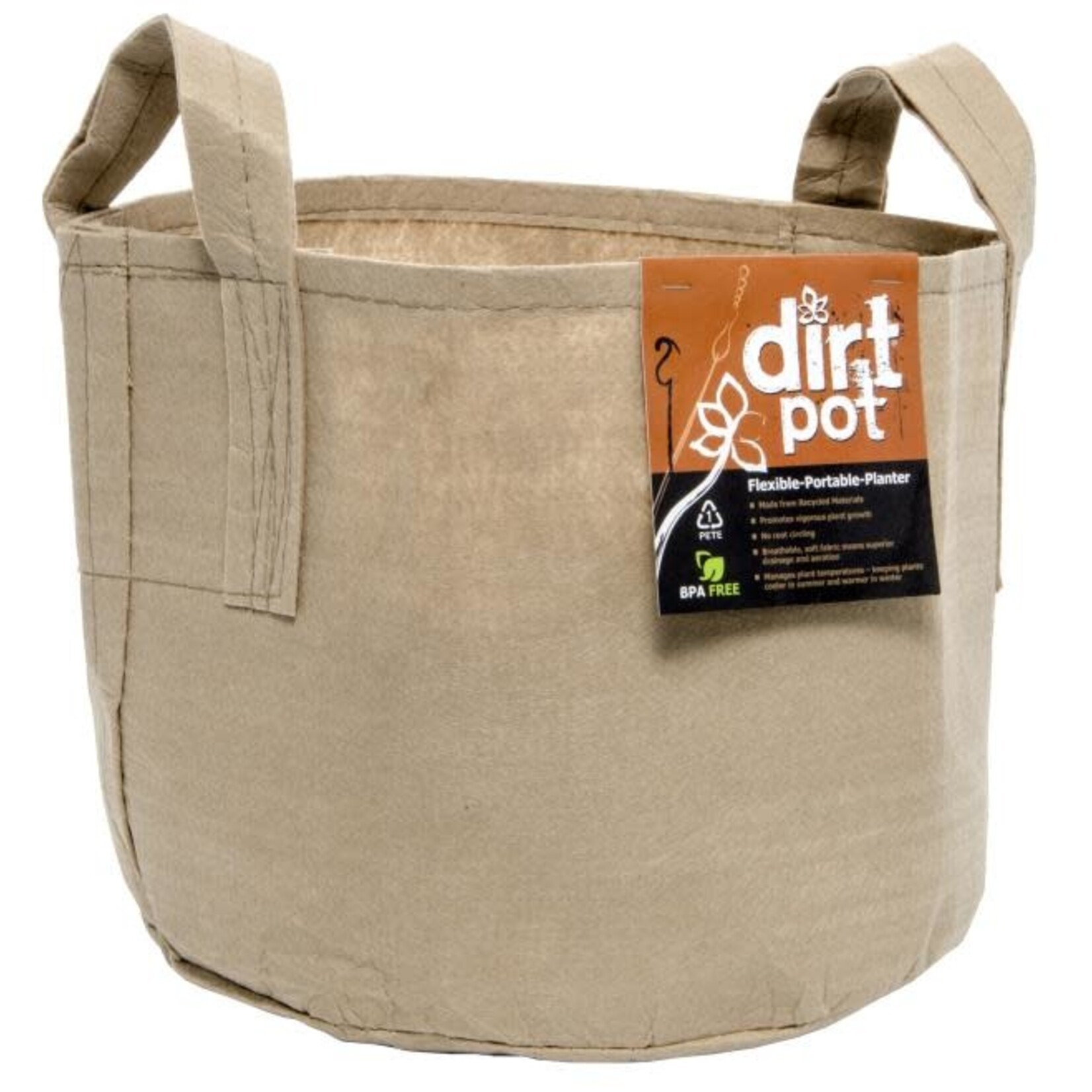 Dirt Pot Dirt Pot Flexible Portable Planter, Tan, 100 gal, with handles
