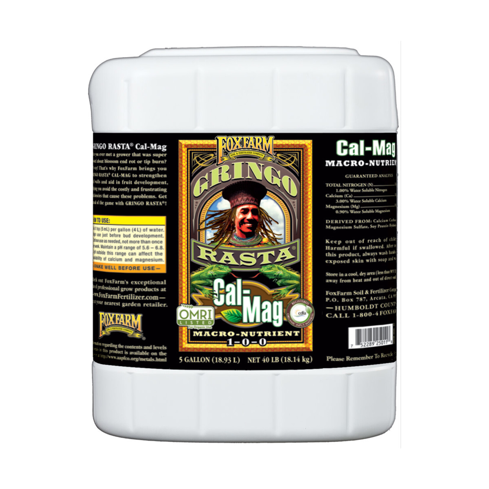 FoxFarm FoxFarm Gringo Rasta® Cal-Mag Liquid, 5 gal