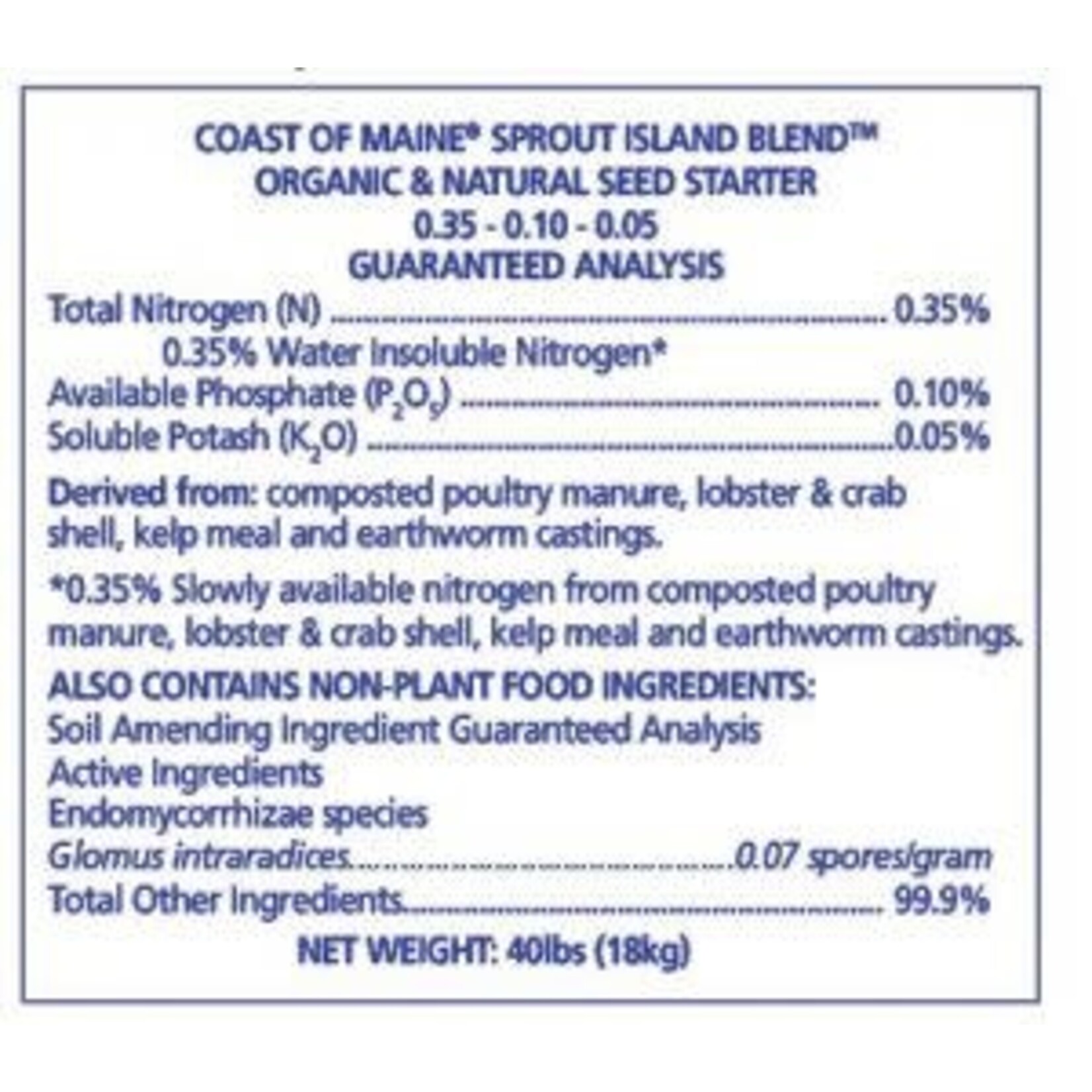 Coast of Maine Coast of Maine Sprout Island Organic Seed Starter 2CF