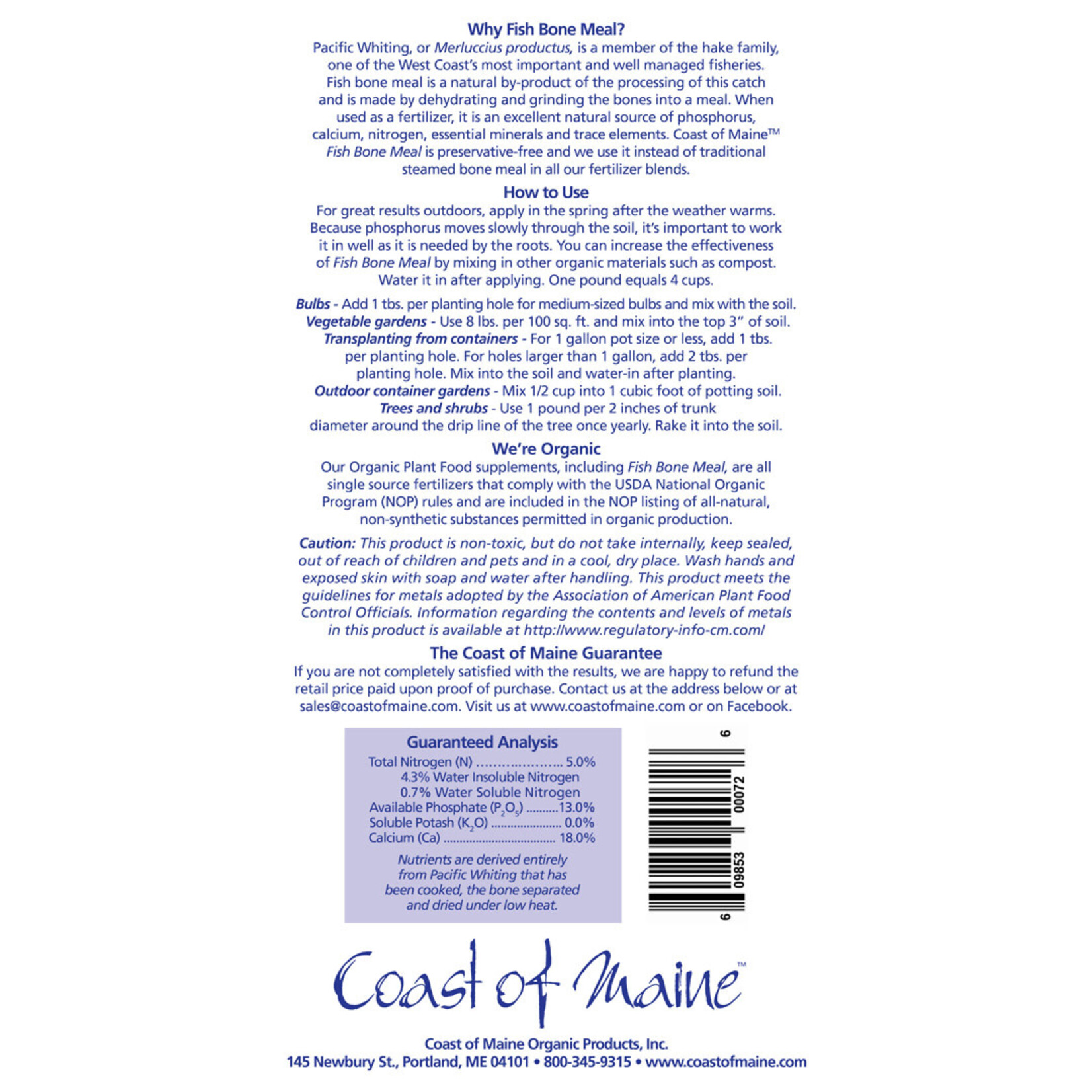 Coast of Maine Coast of Maine Fish Bone Meal 3LBS